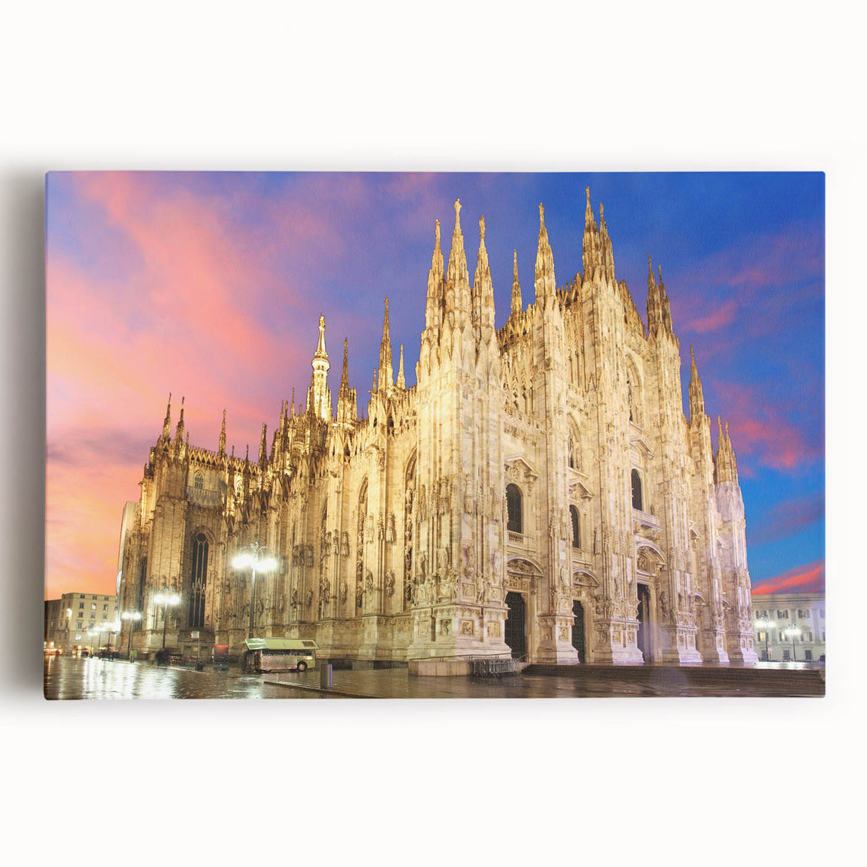 Black and white stretched canvas of Milan scenery, ideal for kitchen wall art or bedroom ambiance.