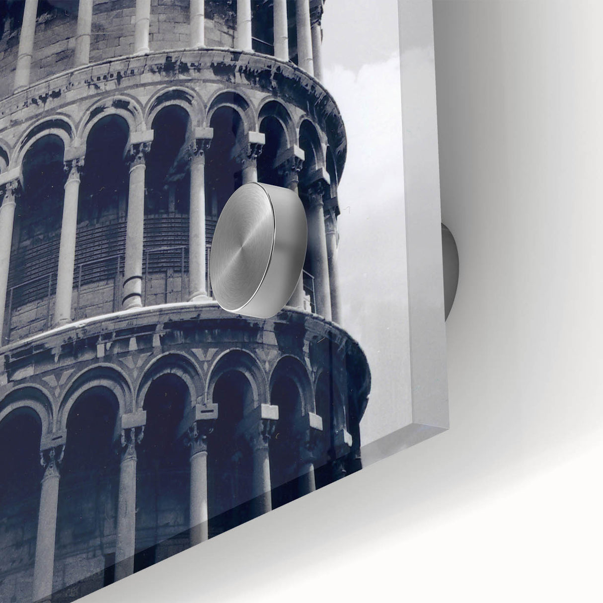 Mid-century modernist style acrylic glass print of an abstract Pisa landscape in earth tones, suitable for dining room art.