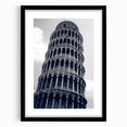 Extra large abstract art print of Pisa scenery, using vibrant colors and textured design on a framed black mat.