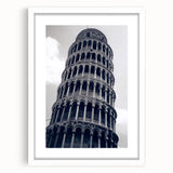 Textured art print of Pisa, Italy, featuring abstract muted tones on a white framed mat, ideal for bedroom art.