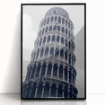 Large abstract wall art of Pisa, Italy, in mid-century modernist style, acrylic print framed in black.