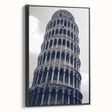 Black and white framed canvas of the Pisa landscape, ideal for bedroom wall art in vintage poster style.