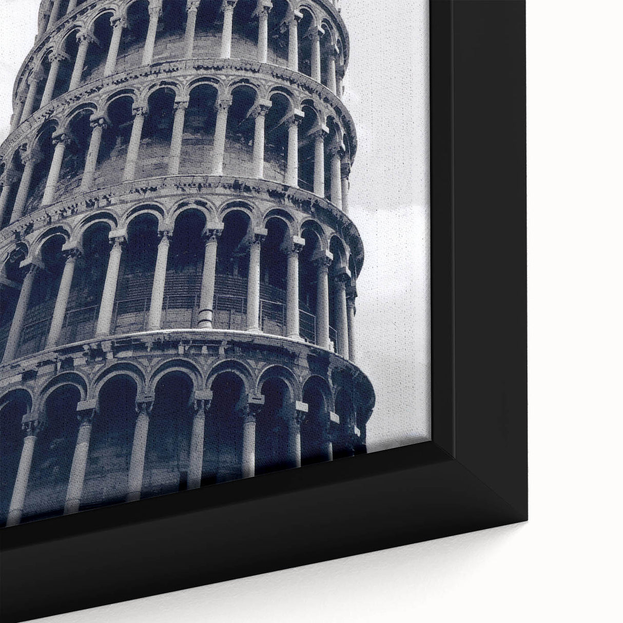 Extra large framed canvas featuring a textured depiction of the Leaning Tower of Pisa in Italy.