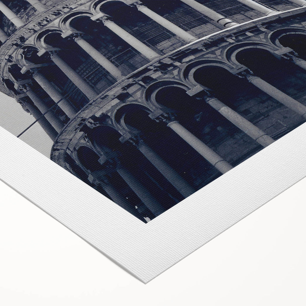 Art deco poster of the Leaning Tower of Pisa in muted sepia tones on rolled canvas, suitable for dining room wall art.