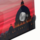 Acrylic print of a large abstract depiction of Rome in muted earth tones, ideal for dining room art.