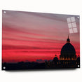 Acrylic print of Rome's cityscape in muted earth tones, suitable for dining room decor.