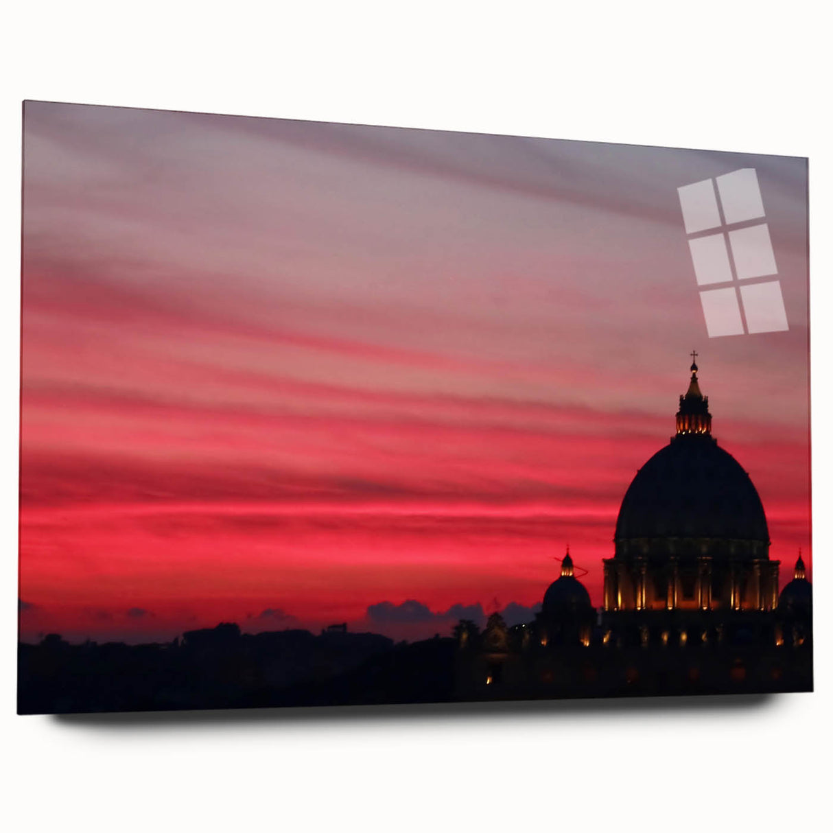 Acrylic print of a large abstract depiction of Rome, with muted earth tones, ideal for bedroom or dining room art.