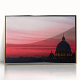 Art deco poster of Rome's skyline in muted gold and ivory tones on framed acrylic, suitable for modern art wall decor.