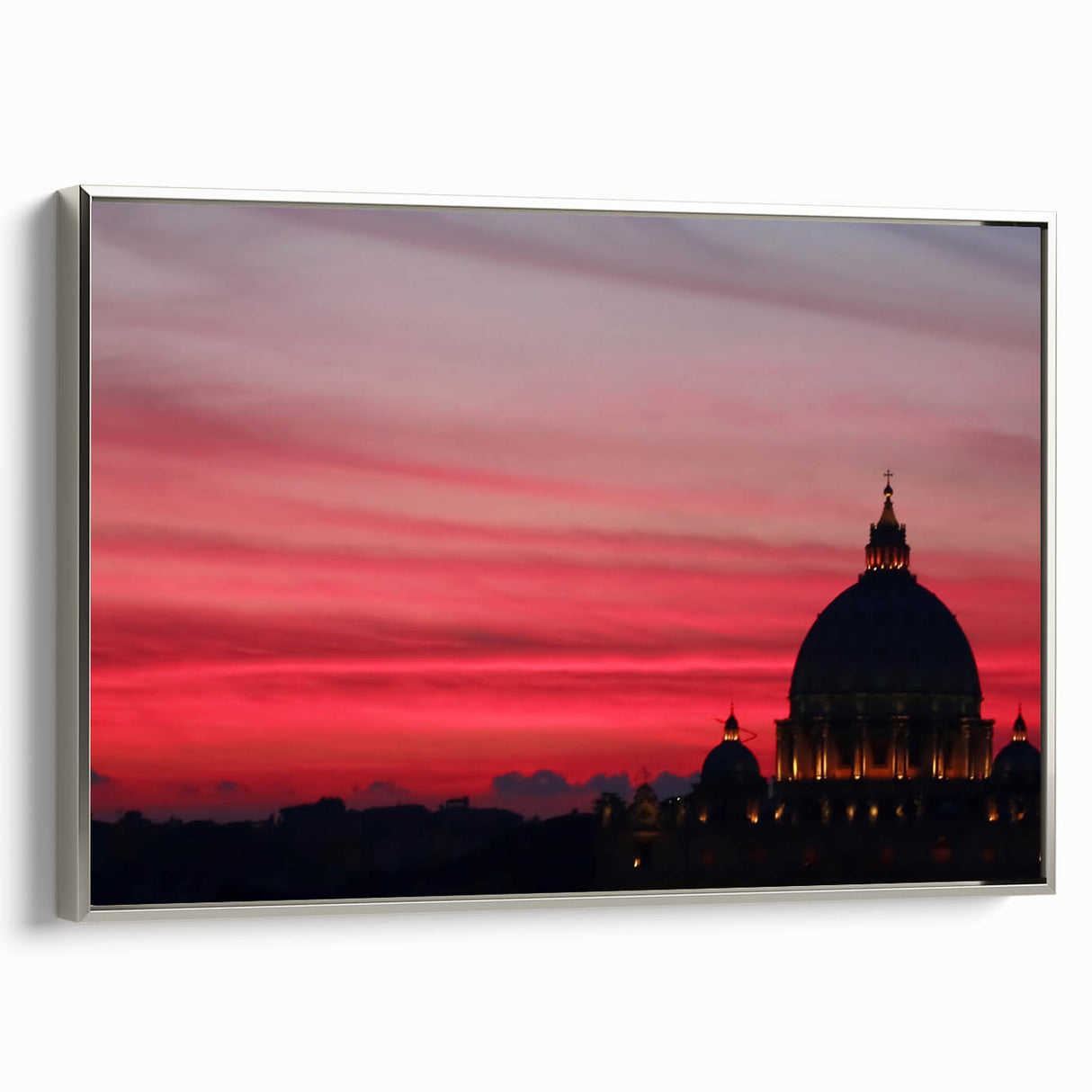 Landscape art painting of Rome with colorful palette on framed canvas, ideal for living room decor.