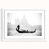 Textured art print of an abstract Venice scenery in muted earth tones on a white matted frame, ideal for bedroom decor.