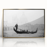 Acrylic framed wall art of Venice scenery in gold tones, ideal for modern art wall decor or nursery.