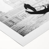 Art deco poster of Venice scenery in muted earth tones on rolled canvas, suitable for dining room wall art.