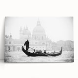 Black and white stretched canvas of Venice scenery, ideal for kitchen wall art.
