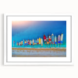 Textured art depicting the Mediterranean Sea in muted blue and white tones on a framed canvas, ideal for bedroom wall decor.