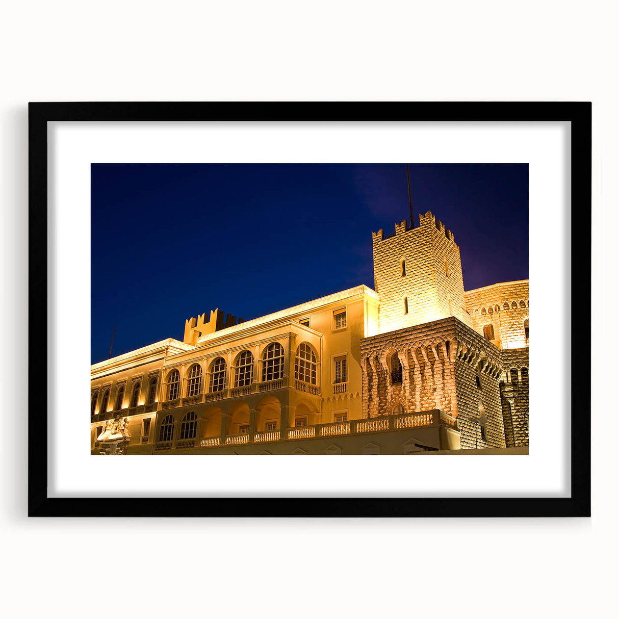 Extra large framed abstract print of colorful Monaco scenery in textured style, ideal for living room decor.