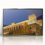 Large art print of Monaco scenery in silver frame, acrylic, with mid-century modernist style.
