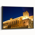Black and white framed canvas of a vintage Monaco landscape, ideal for bedroom wall decor.