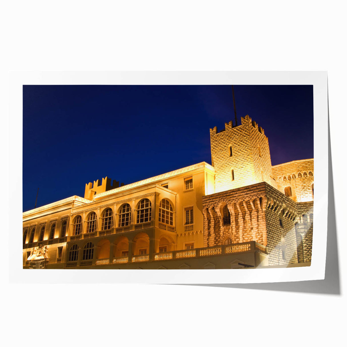 Rolled print of Monaco scenery with vibrant blues and greens, ideal for art wall dining room.