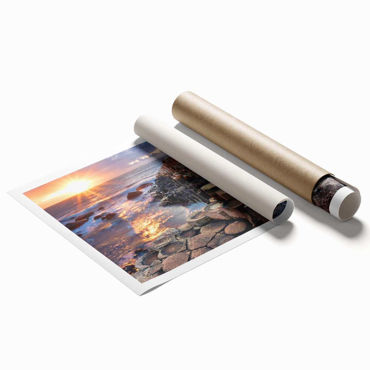 Extra large rolled print of Northern Ireland scenery with vibrant green tones, ideal for classy bathroom wall art.