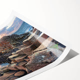 Extra large rolled print depicting line art flowers in muted earth tones, ideal for large living room wall art.