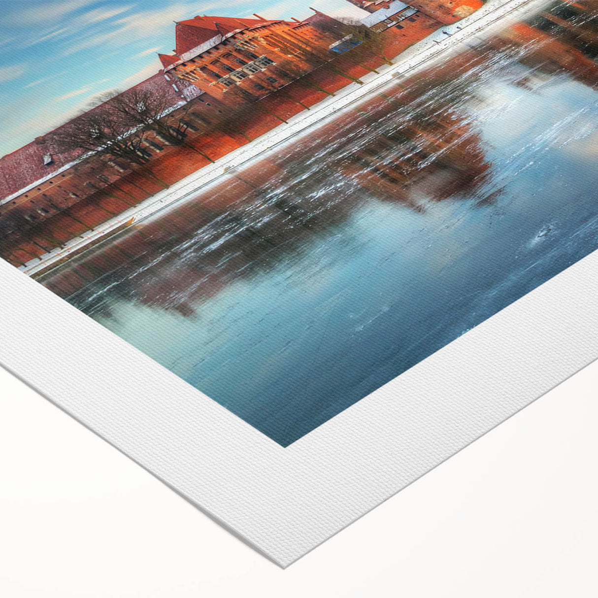 Art deco poster featuring a vibrant European scenery on rolled canvas, suitable for dining room decor.