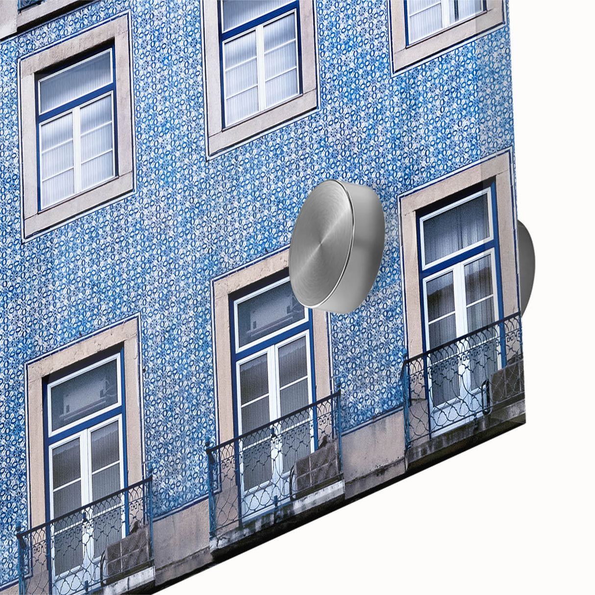 Large abstract portrayal of Lisbon on acrylic glass in mid-century modernist style, ideal for dining room art.
