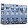 Acrylic print of Lisbon scenery with vibrant sunset hues, ideal for enhancing dining room ambiance.