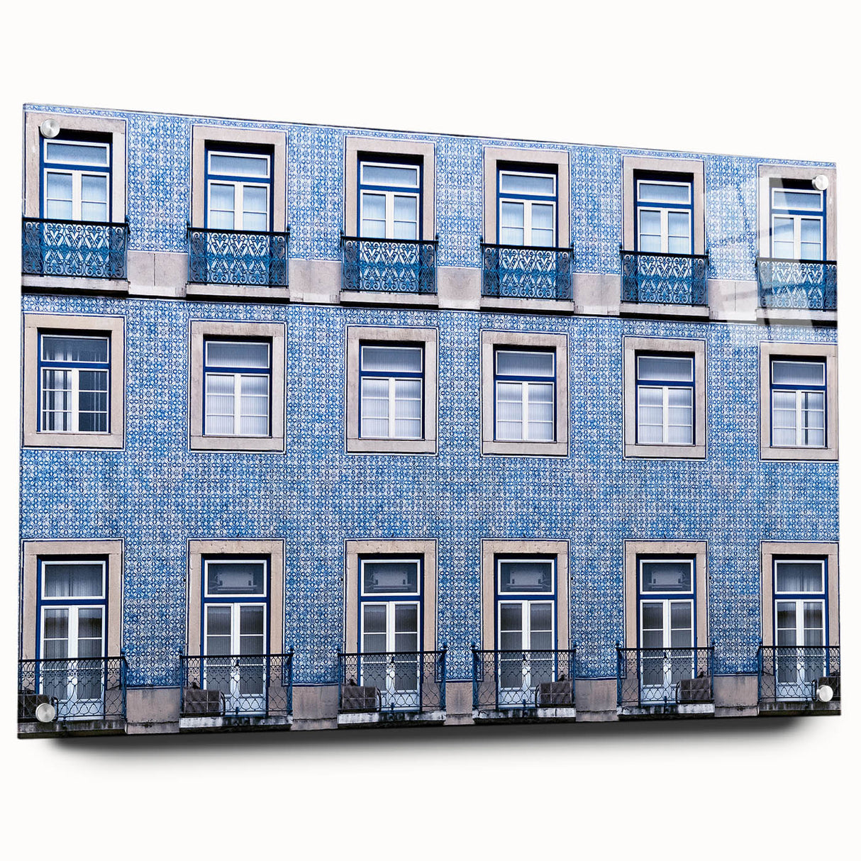Acrylic print of Lisbon scenery with vibrant sunset hues, ideal for enhancing dining room ambiance.