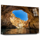 Acrylic print of a European scenery in Portugal with muted earth tones, ideal for dining room decor.
