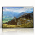 Large abstract wall art depicting a Romanian landscape in muted earth tones on a framed acrylic.