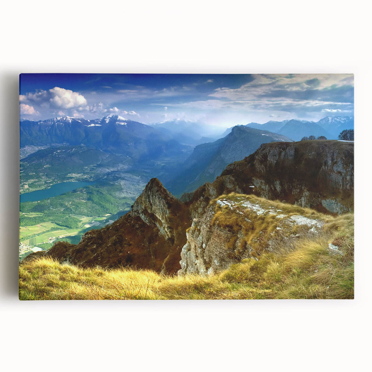 Black and white stretched canvas of a Romanian landscape, ideal for kitchen wall art or bedroom decor.