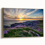 Framed canvas depicting a vintage-style Scottish landscape in muted earth tones, ideal for bedroom wall art.