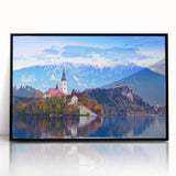 Large abstract wall art depicting a Slovenian landscape in muted earth tones on a framed acrylic.