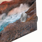 Large abstract wall art depicting a scenic Canary Islands view in muted earth tones on acrylic glass.