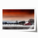 Scenic Stockholm waterfront in muted blue and gray tones on rolled canvas, ideal for dining room wall art.