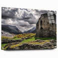 Acrylic glass print of a Welsh landscape, featuring rolling hills and a sunset palette.