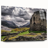 Acrylic glass print of a Welsh landscape, featuring rolling hills and a sunset palette.