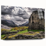 Acrylic print of a serene Welsh landscape in muted green and blue tones, ideal for bedroom or dining room decor.