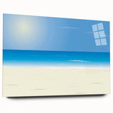 Large abstract wall art of Acapulco scenery in vibrant hues on acrylic glass, ideal for bedroom or dining room decor.