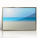 Framed acrylic print of Acapulco scenery in mid-century modernist style with golden hues, ideal for modern art wall decor.