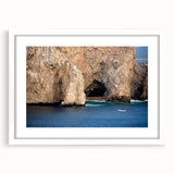 Abstract art print depicting the Baja California scenery in muted earth tones on a framed white mat.