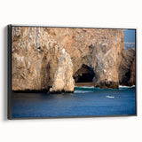 Black and white framed canvas of Baja California landscape, ideal for bedroom wall art.