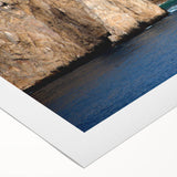 Art deco poster of Baja California scenery in muted earth tones on rolled canvas, suitable for dining room wall art.