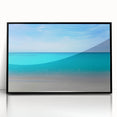 Large abstract wall art depicting Cancun scenery in mid-century modernist style, framed in black acrylic.