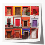 Rolled print of Guanajuato, Mexico, featuring vibrant color palette and floral elements, ideal for art wall dining room.