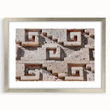Abstract art print of Oaxaca scenery in muted earth tones on a framed canvas, suitable for dining room decor.