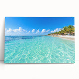 Black and white photograph of Quintana Roo scenery on stretched canvas, ideal for kitchen wall art or bedroom ambiance.