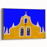 Framed canvas landscape painting of Yucatan, Mexico, in muted earth tones, ideal for bedroom wall art.