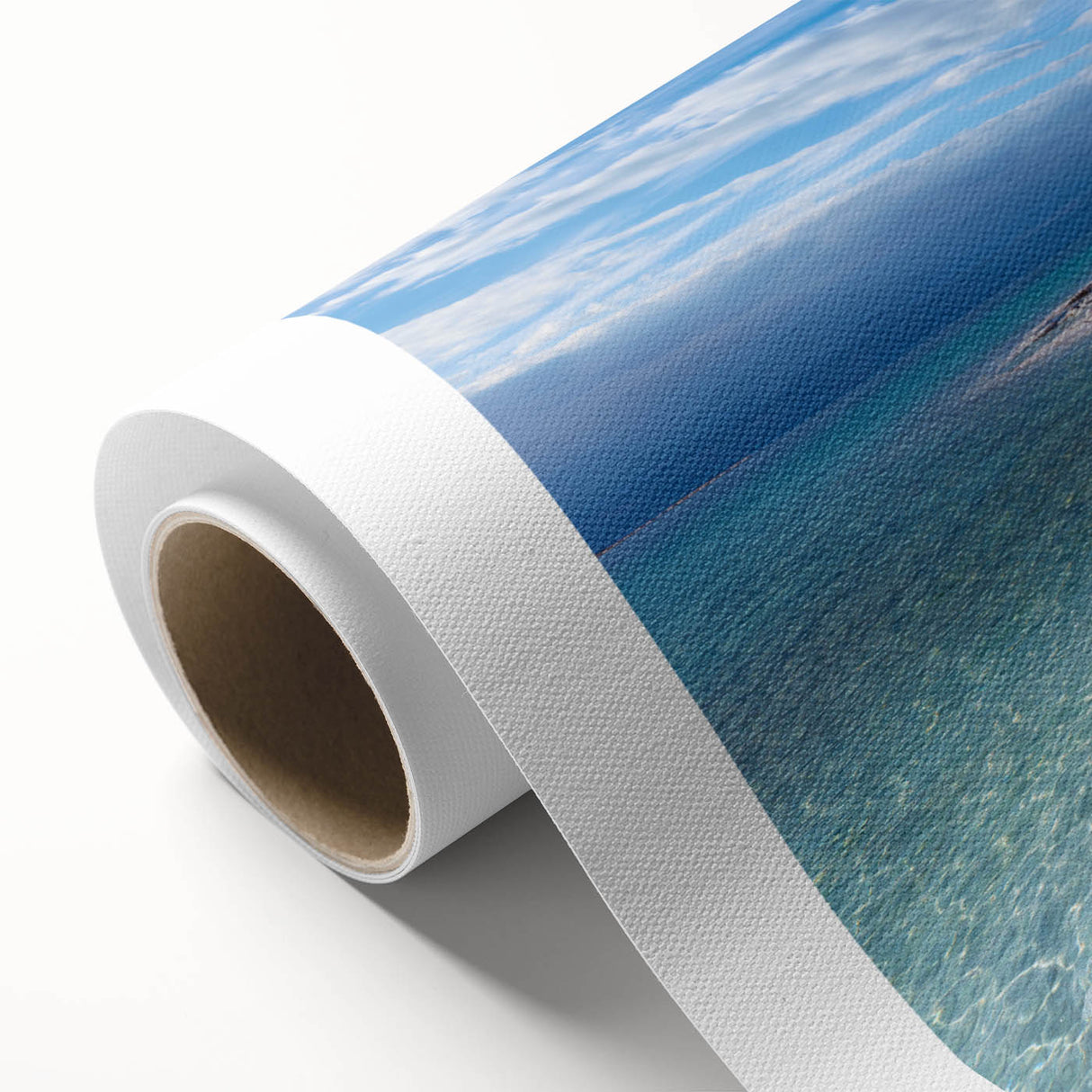 Art deco poster of the Dead Sea in muted blue and beige tones on rolled canvas, ideal for nursery wall art.