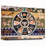 Large abstract wall art of Jerusalem skyline in muted earth tones on acrylic glass.